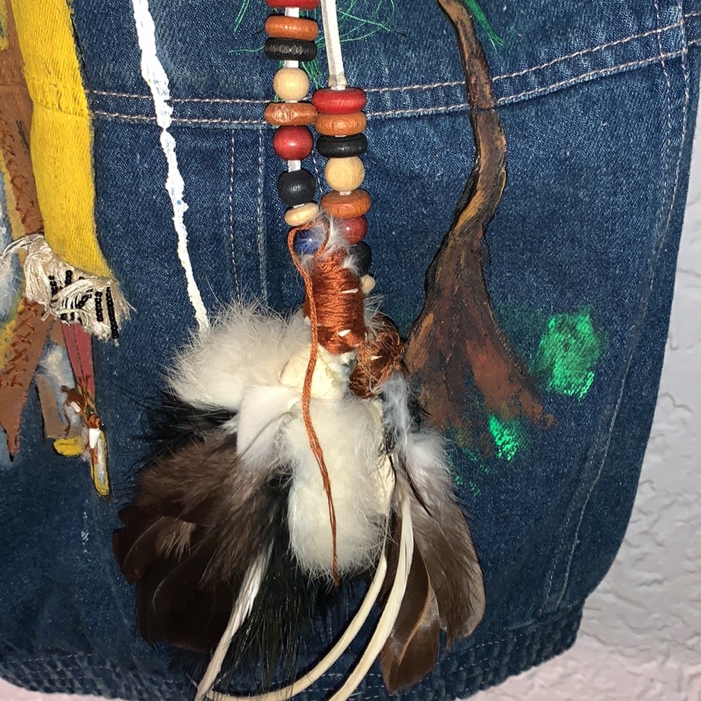 🌈Vintage 80’s Hand Painted Decorated Denim Vest - Picture 4 of 15
